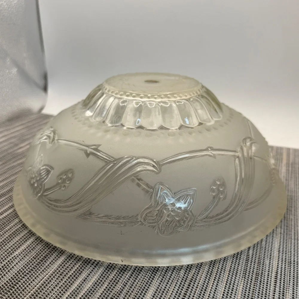 Vintage Frosted Glass Ceiling Light Shade Floral Embossed Art Deco Replacement